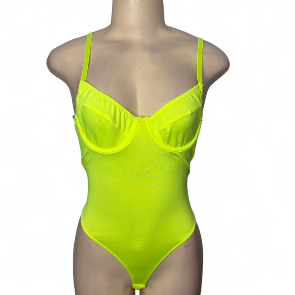Neon Yellow Underwire Bodysuit with Adjustable Straps